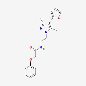 molecular formula C19H21N3O3 B2622672 N-(2-(4-(furan-2-yl)-3,5-dimethyl-1H-pyrazol-1-yl)ethyl)-2-phenoxyacetamide CAS No. 2034374-72-4