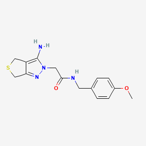 molecular formula C15H18N4O2S B2622686 2-(3-amino-4,6-dihydro-2H-thieno[3,4-c]pyrazol-2-yl)-N-(4-methoxybenzyl)acetamide CAS No. 1105190-63-3