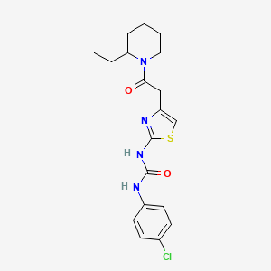molecular formula C19H23ClN4O2S B2622691 1-(4-Chlorophenyl)-3-(4-(2-(2-ethylpiperidin-1-yl)-2-oxoethyl)thiazol-2-yl)urea CAS No. 921475-62-9