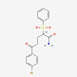 molecular formula C17H16BrNO4S B2622696 5-(4-Bromophenyl)-5-oxo-2-(phenylsulfonyl)pentanamide CAS No. 400075-39-0