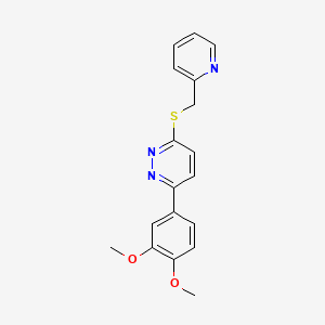 molecular formula C18H17N3O2S B2622702 3-(3,4-Dimethoxyphenyl)-6-(pyridin-2-ylmethylsulfanyl)pyridazine CAS No. 626222-30-8