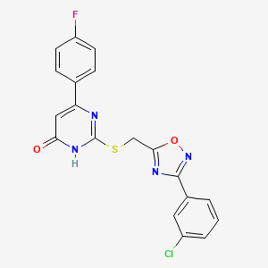 2-({[3-(3-Chlorophenyl)-1,2,4-oxadiazol-5-yl]methyl}sulfanyl)-6-(4-fluorophenyl)-4-pyrimidinol