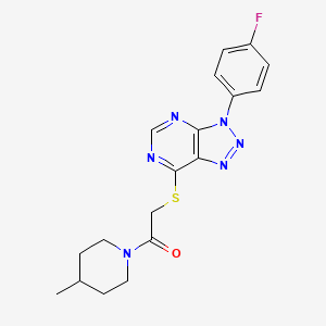 2-[3-(4-Fluorophenyl)triazolo[4,5-d]pyrimidin-7-yl]sulfanyl-1-(4-methylpiperidin-1-yl)ethanone