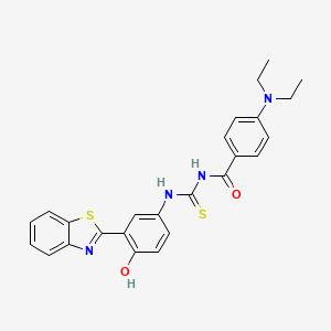 molecular formula C25H24N4O2S2 B2622717 N-((3-(benzo[d]thiazol-2-yl)-4-hydroxyphenyl)carbamothioyl)-4-(diethylamino)benzamide CAS No. 351190-85-7