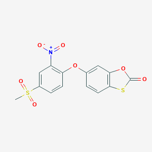 molecular formula C14H9NO7S2 B262272 6-[2-Nitro-4-(methylsulfonyl)phenoxy]-1,3-benzoxathiol-2-one 