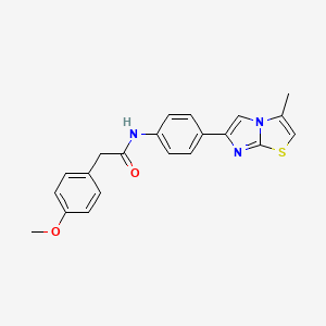 molecular formula C21H19N3O2S B2622720 2-(4-methoxyphenyl)-N-(4-(3-methylimidazo[2,1-b]thiazol-6-yl)phenyl)acetamide CAS No. 893984-68-4