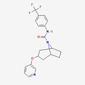 molecular formula C20H20F3N3O2 B2622721 (1R,5S)-3-(pyridin-3-yloxy)-N-(4-(trifluoromethyl)phenyl)-8-azabicyclo[3.2.1]octane-8-carboxamide CAS No. 2109188-05-6