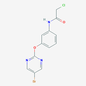 molecular formula C12H9BrClN3O2 B2622726 N-[3-(5-Bromopyrimidin-2-yl)oxyphenyl]-2-chloroacetamide CAS No. 2411313-22-7