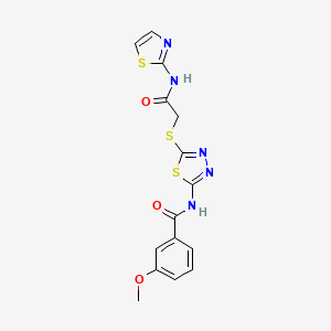 molecular formula C15H13N5O3S3 B2622729 3-methoxy-N-(5-((2-oxo-2-(thiazol-2-ylamino)ethyl)thio)-1,3,4-thiadiazol-2-yl)benzamide CAS No. 392299-64-8