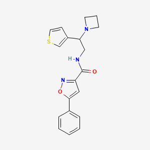 molecular formula C19H19N3O2S B2622730 N-(2-(azetidin-1-yl)-2-(thiophen-3-yl)ethyl)-5-phenylisoxazole-3-carboxamide CAS No. 2034541-42-7