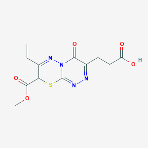 molecular formula C12H14N4O5S B2622732 3-[7-ethyl-8-(methoxycarbonyl)-4-oxo-4H,8H-[1,2,4]triazino[3,4-b][1,3,4]thiadiazin-3-yl]propanoic acid CAS No. 1081317-25-0