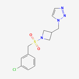 molecular formula C13H15ClN4O2S B2622733 1-[[1-[(3-Chlorophenyl)methylsulfonyl]azetidin-3-yl]methyl]triazole CAS No. 2320416-09-7