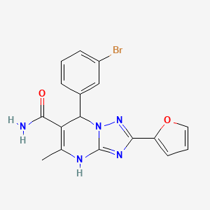 molecular formula C17H14BrN5O2 B2622735 7-(3-bromophenyl)-2-(furan-2-yl)-5-methyl-4H,7H-[1,2,4]triazolo[1,5-a]pyrimidine-6-carboxamide CAS No. 538353-20-7