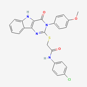 molecular formula C25H19ClN4O3S B2622742 N-(4-chlorophenyl)-2-((3-(4-methoxyphenyl)-4-oxo-4,5-dihydro-3H-pyrimido[5,4-b]indol-2-yl)thio)acetamide CAS No. 536708-01-7