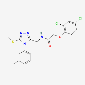 molecular formula C19H18Cl2N4O2S B2622748 2-(2,4-dichlorophenoxy)-N-((5-(methylthio)-4-(m-tolyl)-4H-1,2,4-triazol-3-yl)methyl)acetamide CAS No. 391952-60-6