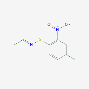 molecular formula C10H12N2O2S B2622753 [(4-Methyl-2-nitrophenyl)sulfanyl](propan-2-ylidene)amine CAS No. 296276-05-6