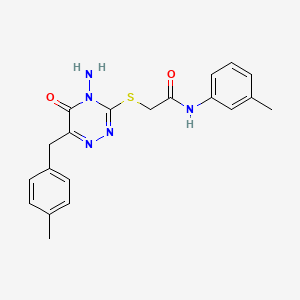 molecular formula C20H21N5O2S B2622760 2-[[4-amino-6-[(4-methylphenyl)methyl]-5-oxo-1,2,4-triazin-3-yl]sulfanyl]-N-(3-methylphenyl)acetamide CAS No. 896167-46-7