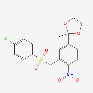 molecular formula C17H16ClNO6S B2622764 2-(3-{[(4-Chlorophenyl)sulfonyl]methyl}-4-nitrophenyl)-2-methyl-1,3-dioxolane CAS No. 339276-53-8