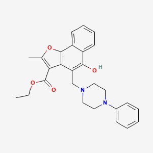 molecular formula C27H28N2O4 B2622767 Ethyl 5-hydroxy-2-methyl-4-[(4-phenylpiperazin-1-yl)methyl]naphtho[1,2-b]furan-3-carboxylate CAS No. 438488-40-5