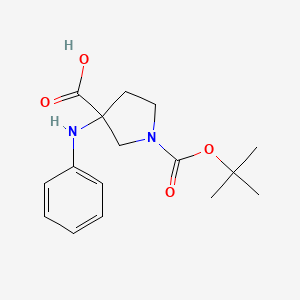 molecular formula C16H22N2O4 B2622769 1-(Tert-butoxycarbonyl)-3-(phenylamino)pyrrolidine-3-carboxylic acid CAS No. 2177264-07-0