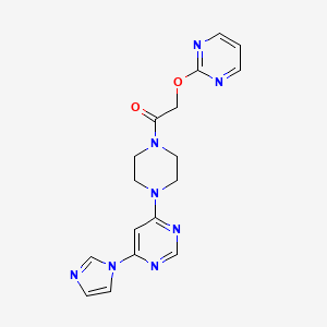 molecular formula C17H18N8O2 B2622777 1-(4-(6-(1H-imidazol-1-yl)pyrimidin-4-yl)piperazin-1-yl)-2-(pyrimidin-2-yloxy)ethanone CAS No. 1286722-47-1