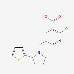 molecular formula C16H17ClN2O2S B2622779 Methyl 2-chloro-5-{[2-(thiophen-2-yl)pyrrolidin-1-yl]methyl}pyridine-3-carboxylate CAS No. 2094822-02-1