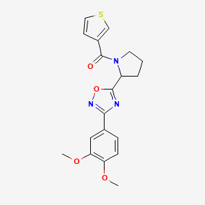 molecular formula C19H19N3O4S B2622784 3-(3,4-Dimethoxyphenyl)-5-[1-(3-thienylcarbonyl)pyrrolidin-2-yl]-1,2,4-oxadiazole CAS No. 1795411-53-8