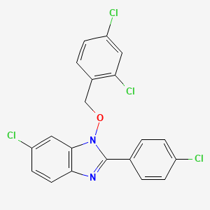 6-chloro-2-(4-chlorophenyl)-1-[(2,4-dichlorophenyl)methoxy]-1H-1,3-benzodiazole