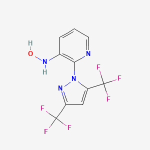 molecular formula C10H6F6N4O B2622792 N-{2-[3,5-bis(trifluoromethyl)-1H-pyrazol-1-yl]-3-pyridinyl}hydroxylamine CAS No. 955961-74-7