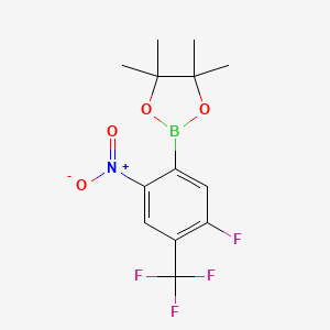 molecular formula C13H14BF4NO4 B2622794 5-Fluoro-2-nitro-4-(trifluoromethyl)phenylboronic acid pinacol ester CAS No. 2377610-83-6
