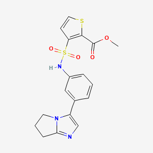 molecular formula C18H17N3O4S2 B2622795 methyl 3-(N-(3-(6,7-dihydro-5H-pyrrolo[1,2-a]imidazol-3-yl)phenyl)sulfamoyl)thiophene-2-carboxylate CAS No. 1797745-50-6