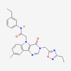 molecular formula C26H26N6O3 B2622796 2-[6-allyl-2-(diethylamino)-5,7-dioxo-6,7-dihydro[1,3]thiazolo[4,5-d]pyrimidin-4(5H)-yl]-N-(4-butylphenyl)acetamide CAS No. 1112026-03-5