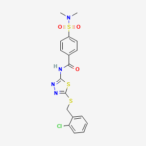 molecular formula C18H17ClN4O3S3 B2622798 N-(5-((2-chlorobenzyl)thio)-1,3,4-thiadiazol-2-yl)-4-(N,N-dimethylsulfamoyl)benzamide CAS No. 896032-13-6