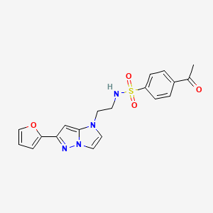 molecular formula C19H18N4O4S B2622803 4-acetyl-N-(2-(6-(furan-2-yl)-1H-imidazo[1,2-b]pyrazol-1-yl)ethyl)benzenesulfonamide CAS No. 1798676-96-6