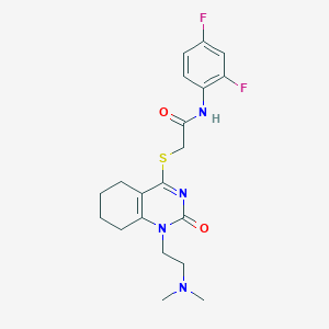 molecular formula C20H24F2N4O2S B2622813 N-(2,4-difluorophenyl)-2-((1-(2-(dimethylamino)ethyl)-2-oxo-1,2,5,6,7,8-hexahydroquinazolin-4-yl)thio)acetamide CAS No. 941999-14-0