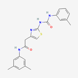 molecular formula C21H22N4O2S B2622815 N-(3,5-dimethylphenyl)-2-(2-(3-(m-tolyl)ureido)thiazol-4-yl)acetamide CAS No. 921500-11-0