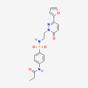 molecular formula C19H20N4O5S B2622817 N-(4-(N-(2-(3-(furan-2-yl)-6-oxopyridazin-1(6H)-yl)ethyl)sulfamoyl)phenyl)propionamide CAS No. 946264-26-2