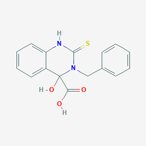 molecular formula C16H14N2O3S B2622827 3-Benzyl-4-hydroxy-2-sulfanyl-3,4-dihydroquinazoline-4-carboxylic acid CAS No. 571150-05-5