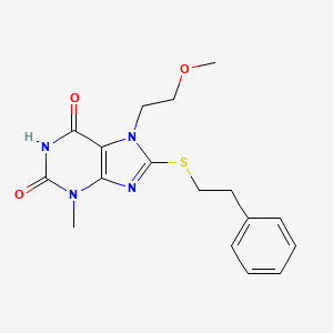 molecular formula C17H20N4O3S B2622851 7-(2-methoxyethyl)-3-methyl-8-(phenethylthio)-1H-purine-2,6(3H,7H)-dione CAS No. 499986-58-2