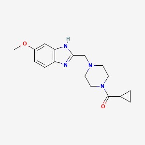 molecular formula C17H22N4O2 B2622858 cyclopropyl(4-((5-methoxy-1H-benzo[d]imidazol-2-yl)methyl)piperazin-1-yl)methanone CAS No. 1172988-44-1