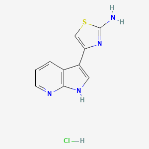 molecular formula C10H9ClN4S B2622863 4-(1H-Pyrrolo[2,3-b]pyridin-3-yl)-1,3-thiazol-2-amine;hydrochloride CAS No. 2411261-65-7