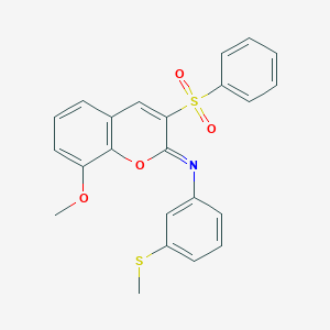 (2Z)-3-(benzenesulfonyl)-8-methoxy-N-[3-(methylsulfanyl)phenyl]-2H-chromen-2-imine