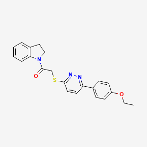 molecular formula C22H21N3O2S B2622875 2-((6-(4-Ethoxyphenyl)pyridazin-3-yl)thio)-1-(indolin-1-yl)ethanone CAS No. 921120-86-7