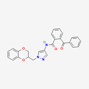 molecular formula C26H21N3O4 B2622876 2-benzoyl-N-(1-((2,3-dihydrobenzo[b][1,4]dioxin-2-yl)methyl)-1H-pyrazol-4-yl)benzamide CAS No. 1795484-62-6