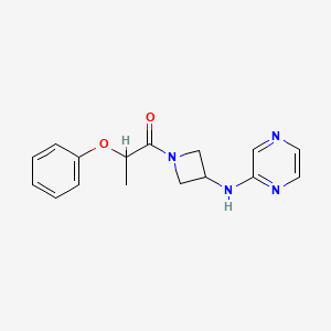 molecular formula C16H18N4O2 B2622888 2-Phenoxy-1-(3-(pyrazin-2-ylamino)azetidin-1-yl)propan-1-one CAS No. 2194846-91-6