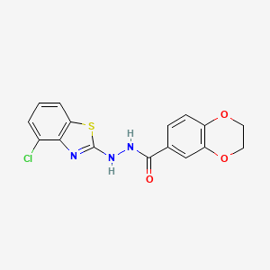molecular formula C16H12ClN3O3S B2622891 N'-(4-chloro-1,3-benzothiazol-2-yl)-2,3-dihydro-1,4-benzodioxine-6-carbohydrazide CAS No. 851979-28-7