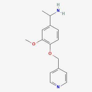 molecular formula C15H18N2O2 B2622902 1-[3-Methoxy-4-(pyridin-4-ylmethoxy)phenyl]ethan-1-amine CAS No. 953753-59-8