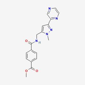 methyl 4-(((1-methyl-3-(pyrazin-2-yl)-1H-pyrazol-5-yl)methyl)carbamoyl)benzoate