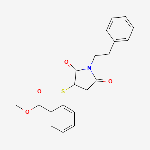 molecular formula C20H19NO4S B2622918 Methyl 2-((2,5-dioxo-1-phenethylpyrrolidin-3-yl)thio)benzoate CAS No. 857494-41-8