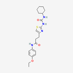 molecular formula C21H28N4O3S B2622935 3-(2-(3-cyclohexylureido)thiazol-4-yl)-N-(4-ethoxyphenyl)propanamide CAS No. 1091021-53-2